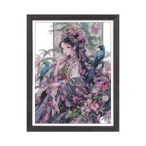 Beauty With Birds 14CT 16CT Printed On Canvas Cross Stitch DIY Set Chinese Pattern Kit Home Needlework Embroidery 161 Colors